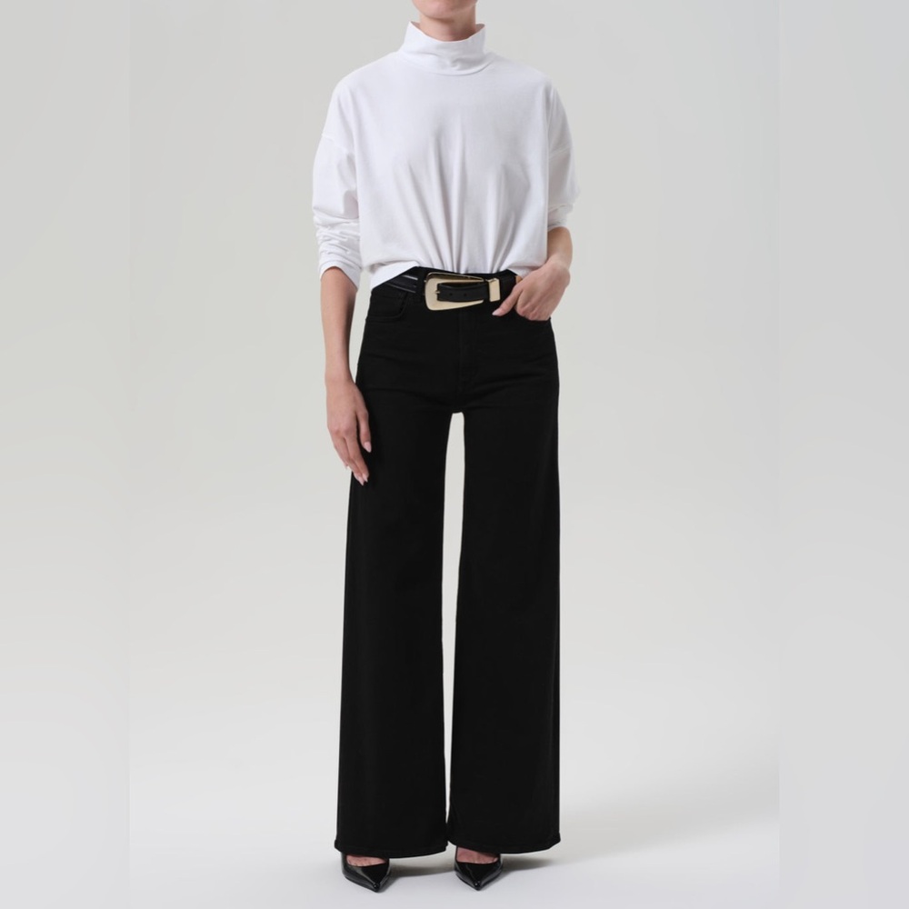 Citizens of Humanity Lyra Long Wide Leg Jeans in Plush Black